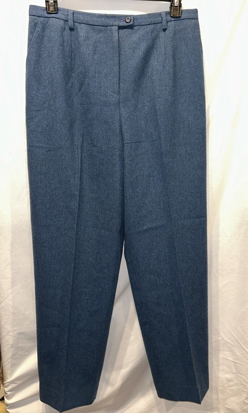 Pendleton Wool Trousers Womens 16 Virgin Wool Blue Wide Leg High Rise Career